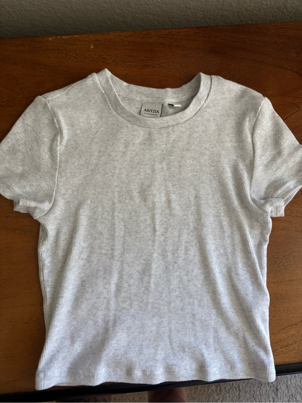 Aritzia Light Gray Ribbed Short Sleeve Tee
